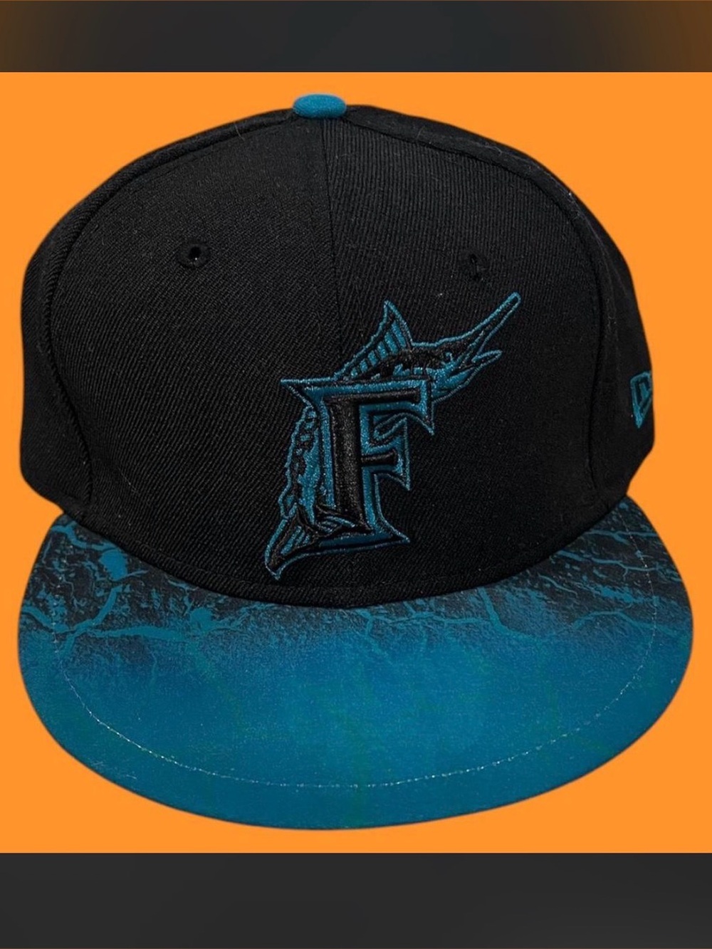 Florida Marlins x New Era 59fifty RARE electric lightning teal black hat 7 3/8